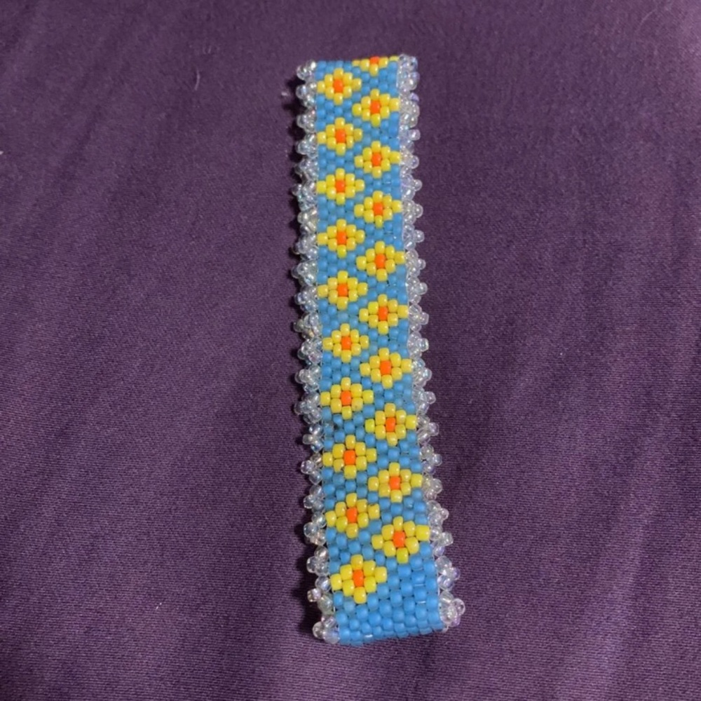 Beaded bracelet flowers on it